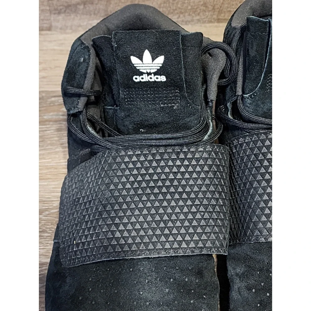 Adidas Mens 11.5 Tubular Invader Strap Sneakers Black Suede BB5037 2016 High Top